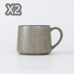 300ML Glazed Ceramic Mugs European Style - Grey, 2PCS