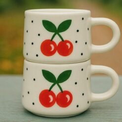 Set Of 2 Handmade Cherry Mugs With Cherry Design For Your Kitchen