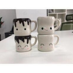Marshmallow Ceramic Mugs White And Black - Suit