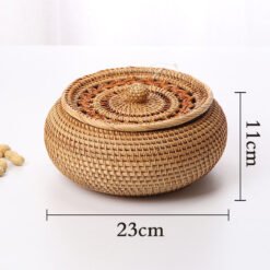 Modern Living Room Rattan Fruit Plate With Multiple Compartments And Lids - Rattan hollow