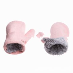 Children's Mittens Polar Fleece Shu Cotton Fleece Velcro Gloves - Pink, XL