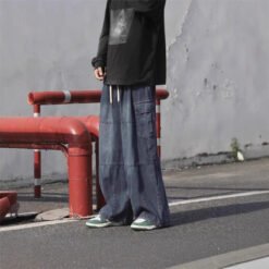 Hong Kong Style Retro Overalls Jeans Man