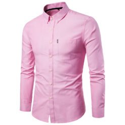 Men S Shirts Korean Men Slim Long Sleeve Dress Shirt - Pink, 4XL