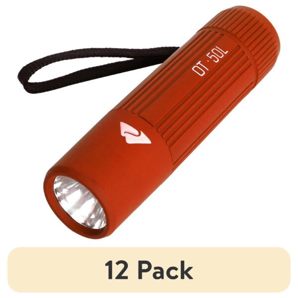 (12 pack) Ozark Trail Single Mini LED Flashlight, 50 Lumens, Handheld, 3 AAA Batteries, Red
