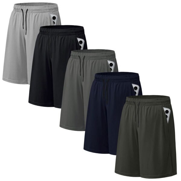 ASUDESIRE 5 Pack Men's Athletic Shorts Mesh Workout Gym Activewear Basketball Shorts 8" Inseam With Pockets