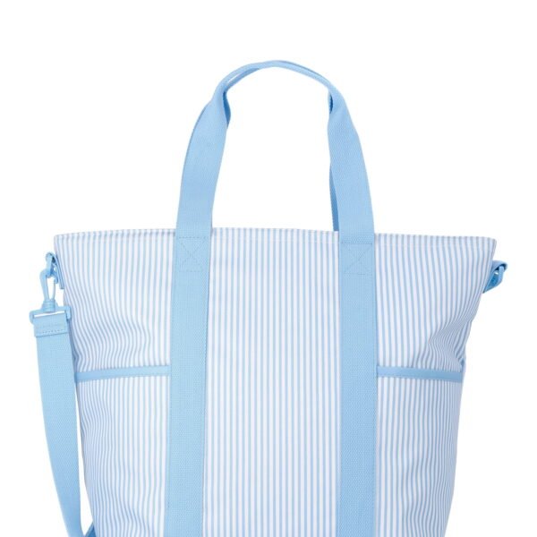 No Boundaries Women's Beach Insulated Tote Bag, Sky Pin Stripe