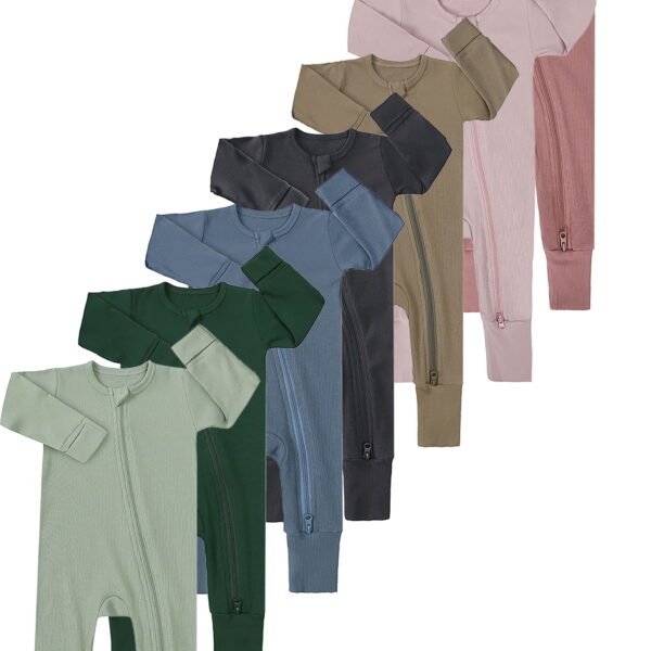 ATAIKU 0-24M Newborn Baby Zipper Footless Pajamas Bamboo Long Sleeve Footed Sleepers Sleep 'N Play