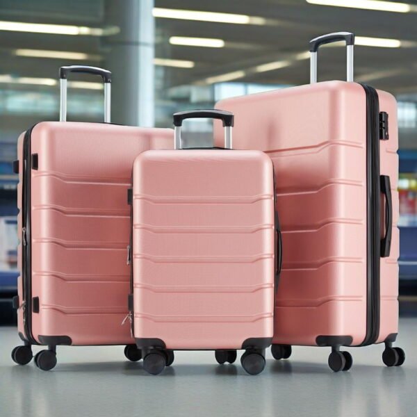 GIANNA Set of 3 Hardside Luggage, Expandable Rolling Luggage with TSA Lock and Spinner Wheels, Pink