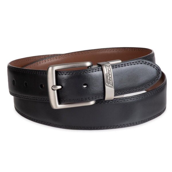 Genuine Dickies Men's Two-In-One Reversible Black to Brown Double Stitch Belt (Regular and Big & Tall Sizes)