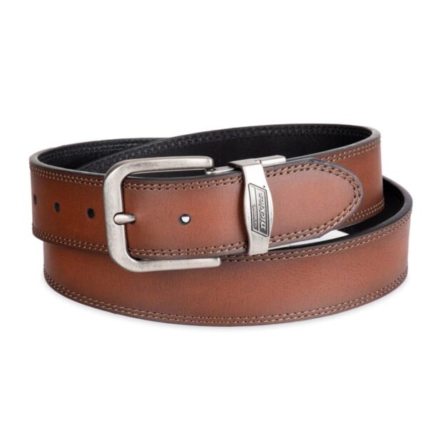 Genuine Dickies Men's Two-In-One Reversible Tan to Black Double Stitch Belt (Regular and Big & Tall Sizes)