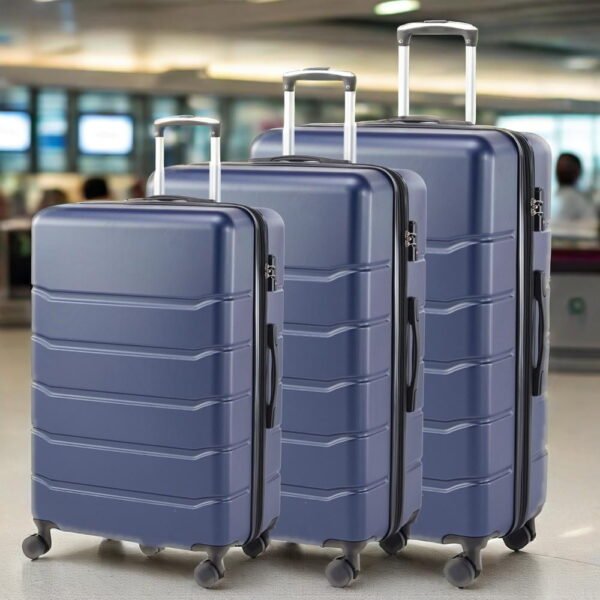 Gianna Set of 3 Hardside Luggage, Expandable Rolling Luggage with TSA Lock and Spinner Wheels, Blue