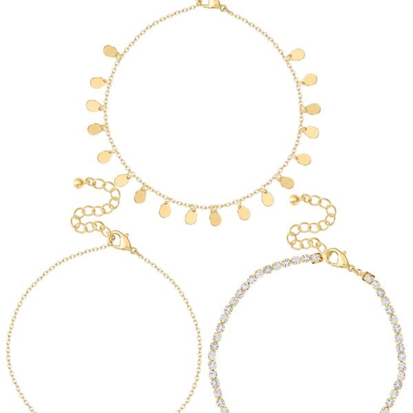 Jessica Simpson Women's Heart Anklet Set, 3-Piece