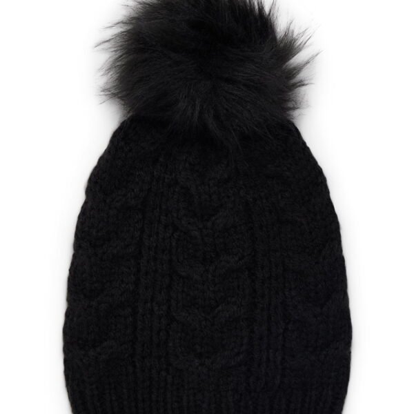 Time and Tru Women's Cable Pom Beanie, One Size Fits Most, Black Soot