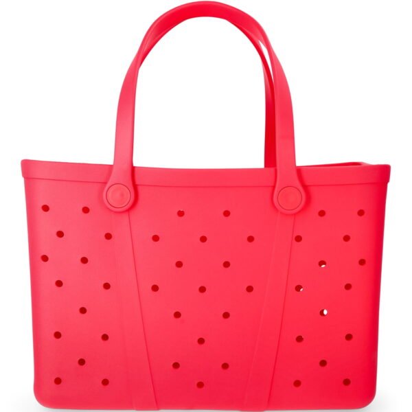 Time and Tru Women's Waterproof EVA Beach Tote Bag, Coral Pink