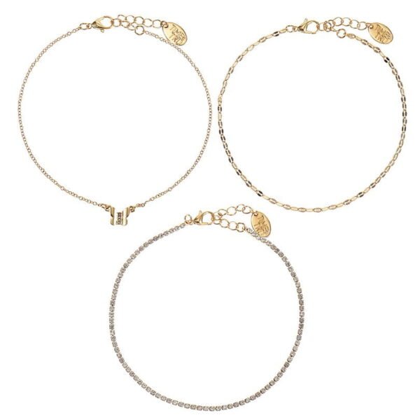 Time and Tru Women's Goldtone Butterfly Motif Anklet Set, 3 Pieces