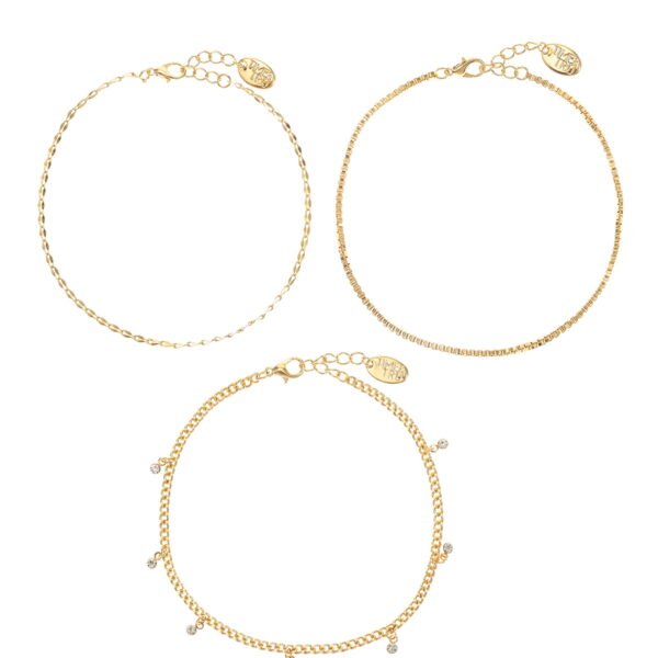 Women's Anklet Set, Cubic Zirconia, 3 Pieces