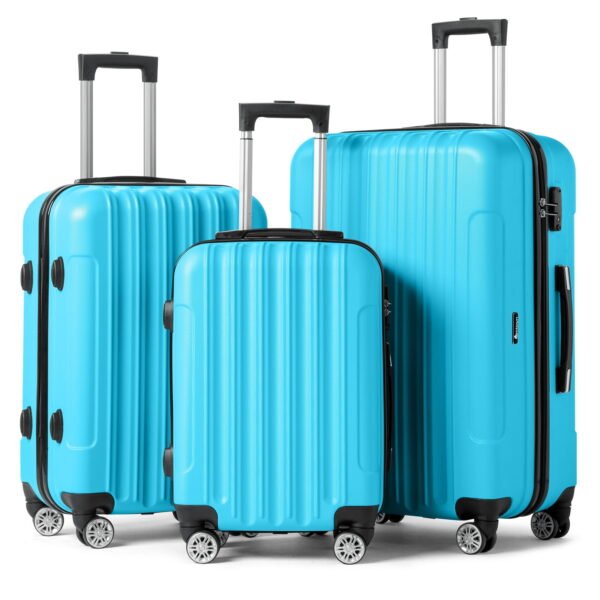 Zimtown 3 Piece Nested Spinner Suitcase Luggage Set With TSA Lock Blue