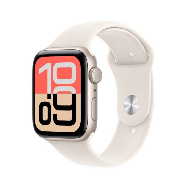 Apple Watch SE 3 [GPS 44mm] Smartwatch with Starlight Aluminum Case with Starlight Sport Band - S/M