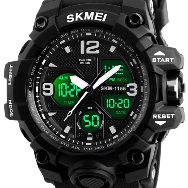 SKMEI Men's Military  Waterproof Watches for Men with Stopwatch Alarm LED Back Light Sports Watch, Black