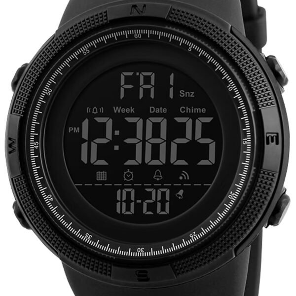 SKMEI Men's Watch, Waterproof Digital Sport Watch, Military Digital Watch Alarm Back Light Classic Watch, Black