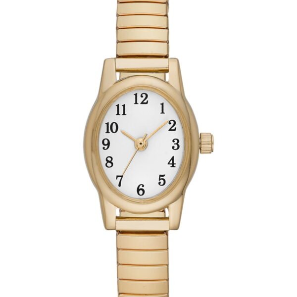 Time & Tru Women's Wristwatch: Gold Tone Oval Case, Easy Read Dial, Expansion Band (FMDOTT008)