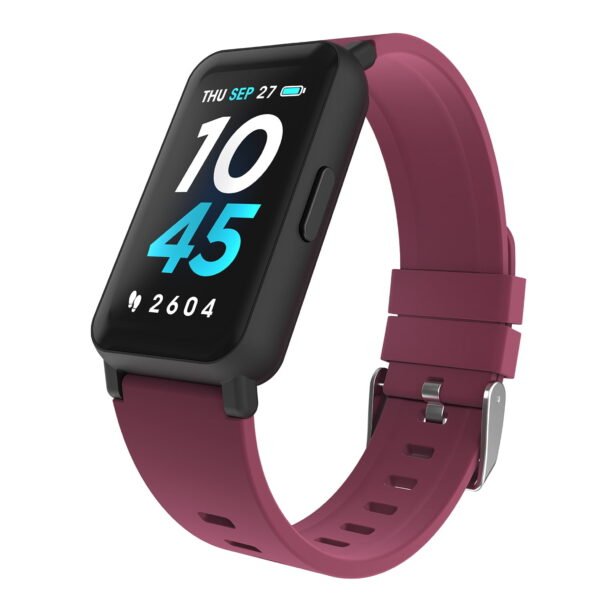 iTech Active 3 Unisex Adult Smartwatch Fitness Tracker, Merlot, Silicone Strap