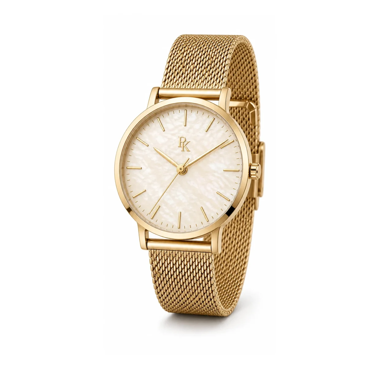 rk-atl-34-crm-gld-angle Royal Kinzy Atelier 34mm Cream Gold Pearl Watch - Image 3