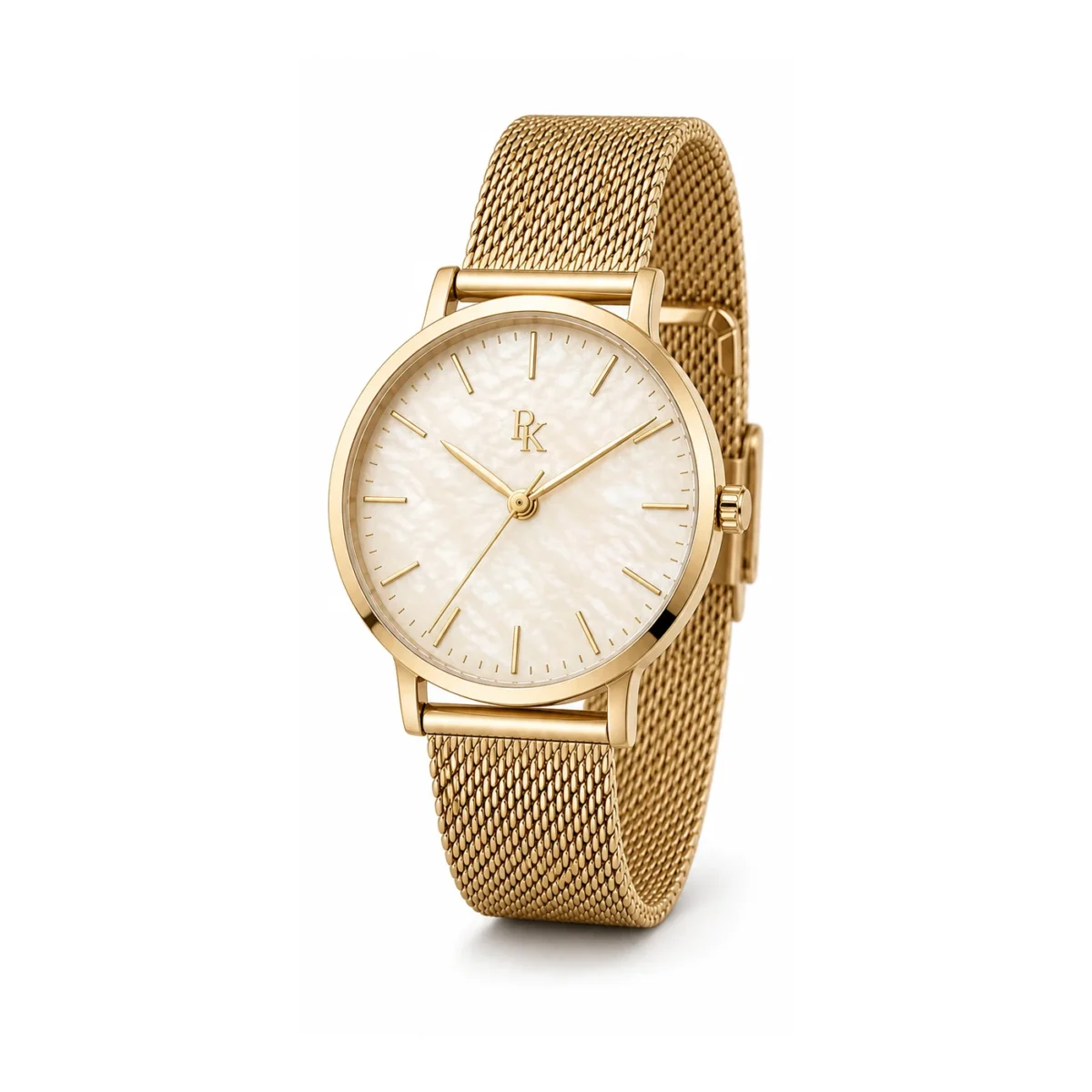 rk-atl-34-crm-gld-front Royal Kinzy Atelier 34mm Cream Gold Pearl Watch - Image 2