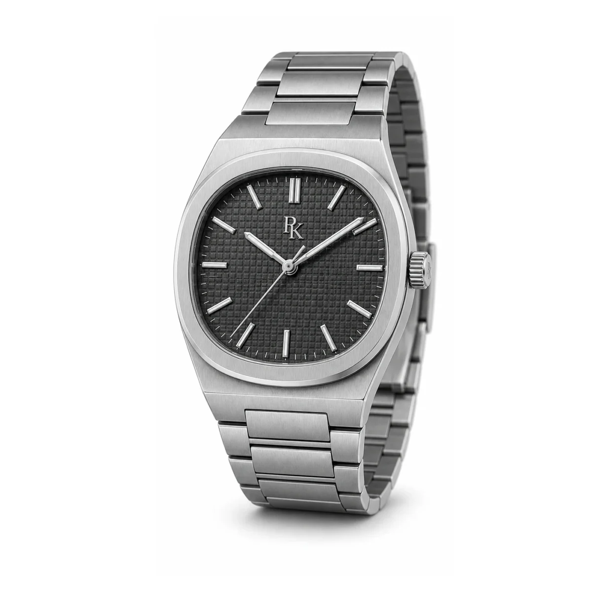 rk-ech-40-gph-stl-angle Royal Kinzy Echelon 40mm Graphite Integrated Bracelet Watch - Image 3