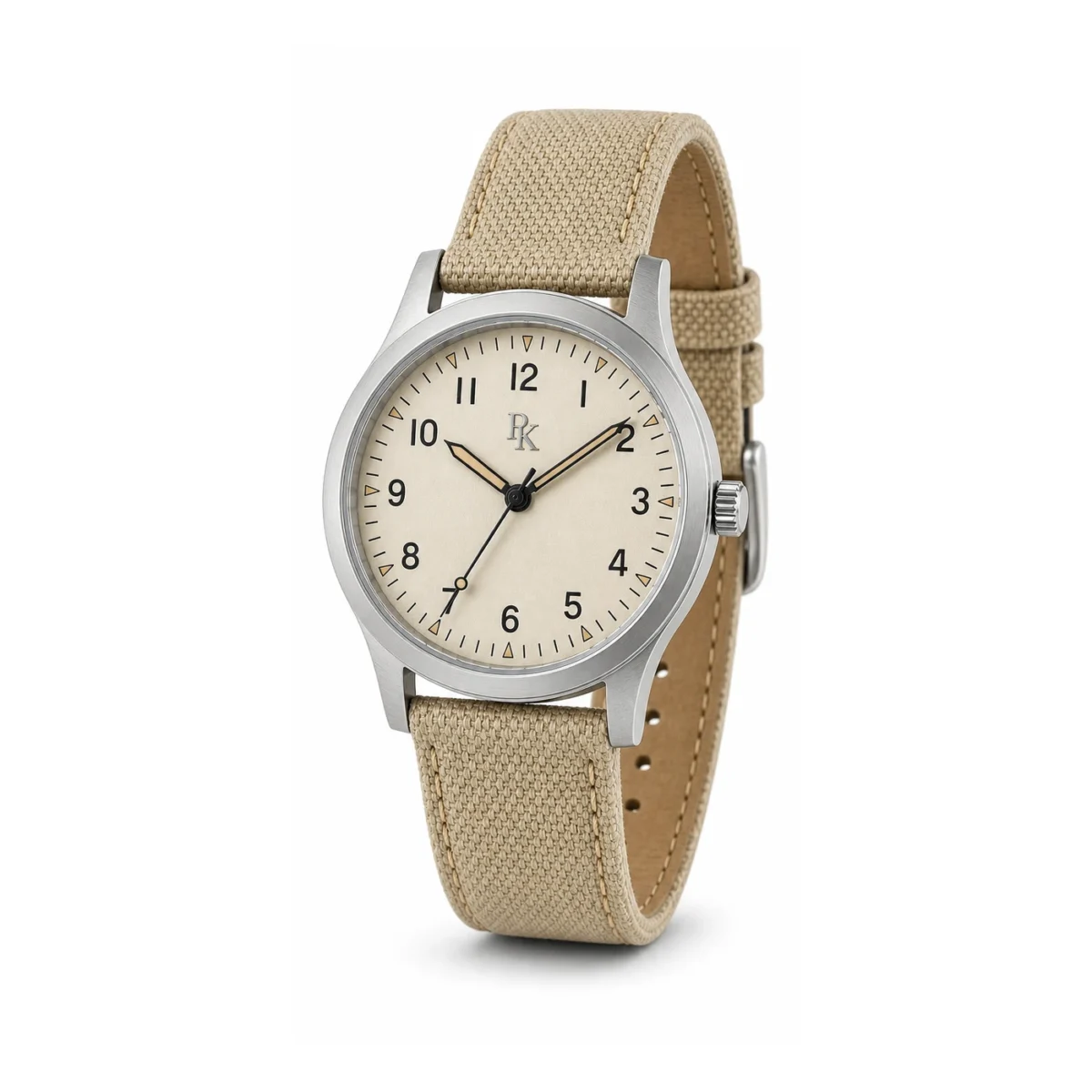 rk-nmd-38-crm-cnv-macro-dial Royal Kinzy Nomad 38mm Cream Canvas Field Watch - Image 6