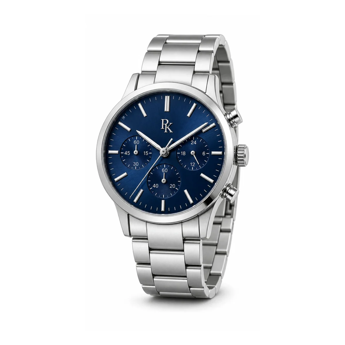 rk-tmp-42-blu-stl-side-detail Royal Kinzy Tempo 42mm Blue Steel Chronograph Watch - Image 4