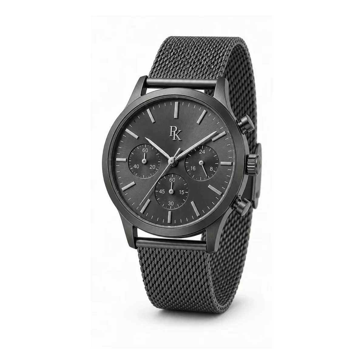 rk-tmp-42-gph-msh-macro-dial Royal Kinzy Tempo 42mm Graphite Mesh Chronograph Watch - Image 6