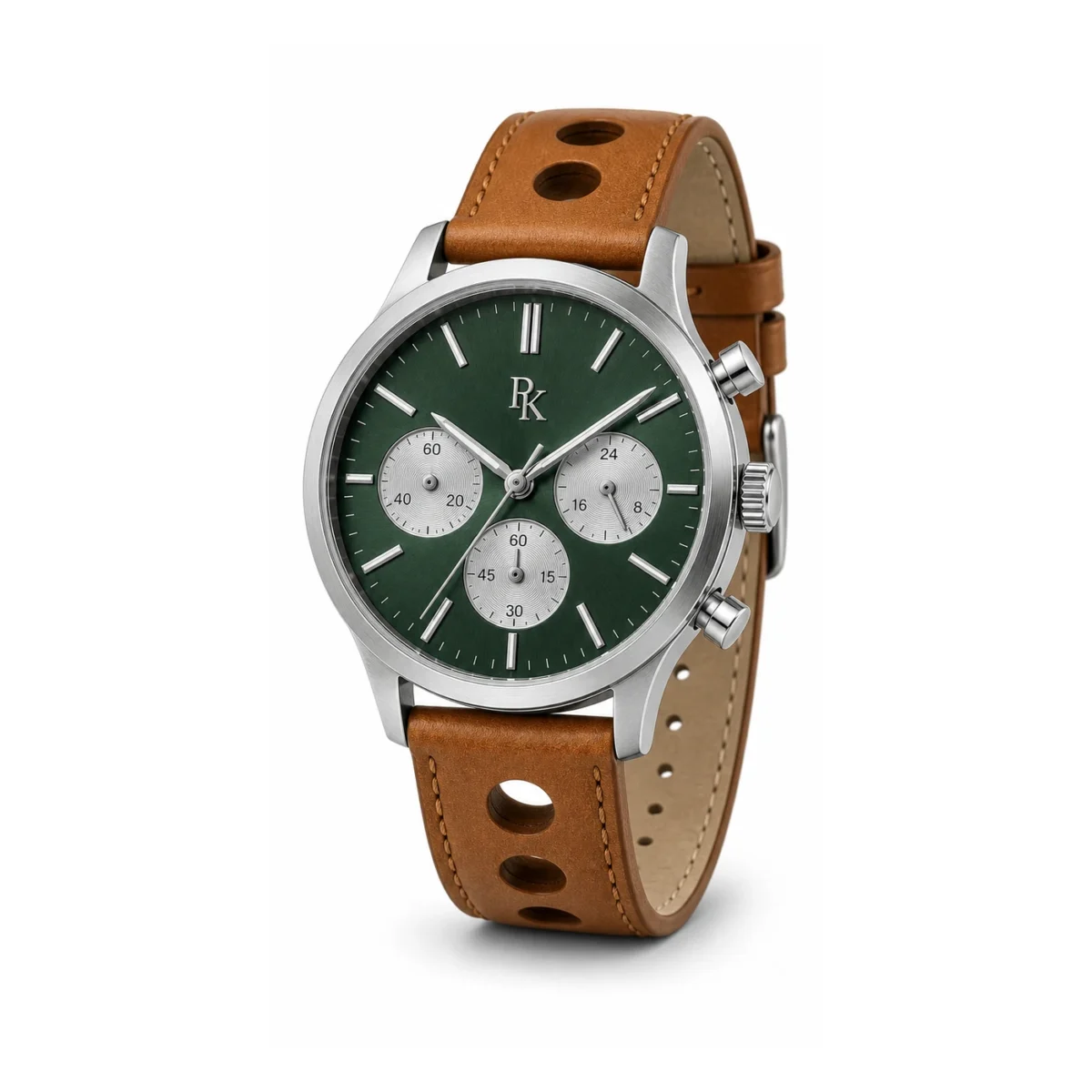 rk-tmp-44-grn-tan-main Royal Kinzy Tempo 44mm Green Tan Chronograph Watch
